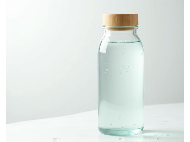 Eine stylische, wiederverwendbare Wasserflasche auf einem minimalistischen Hintergrund.