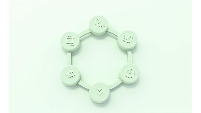 Schema des 5-Phasen-Bewertungsprozesses mit Icons und Pfeilen