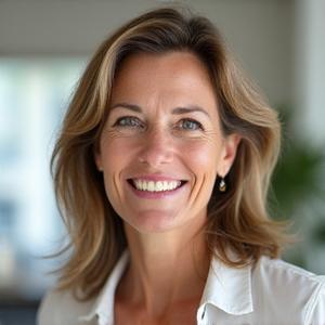 Porträt von Dr. Sarah Nutrition, einer lächelnden Ernährungswissenschaftlerin.